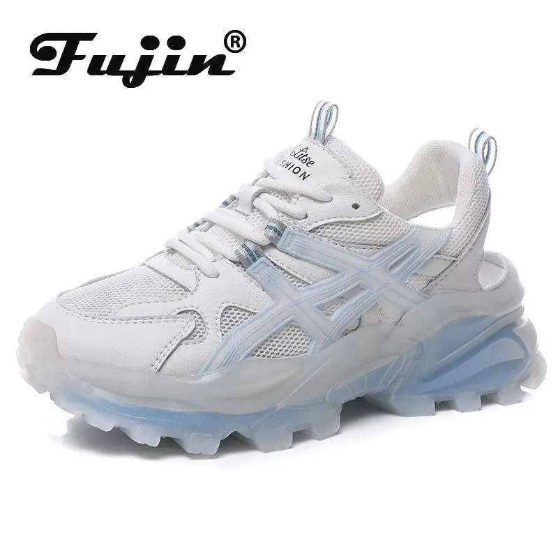 

Fujin Genuine Leather Ins Dad Shoes Chunky Sneakers 2021 Summer Breathable Platform Women Sneakers Sandals Shoes zapatos mujer
