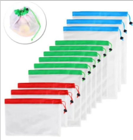 Многоразовые сетчатые продуктовые сумки экологически чистые моющиеся мешки для