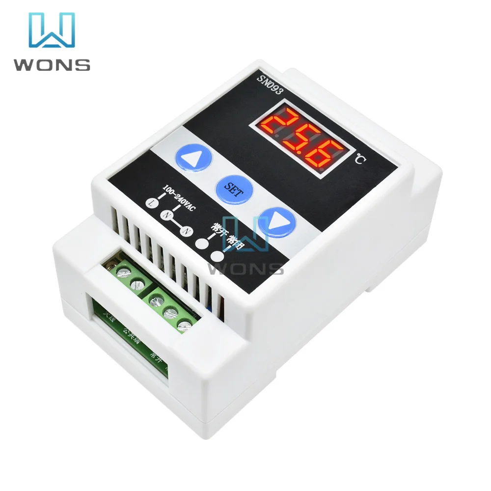 

AC 110-250V Guide Rail Thermoregulator Red Display Thermostat Digital Thermostat Refrigeration Heating Temperature Controller