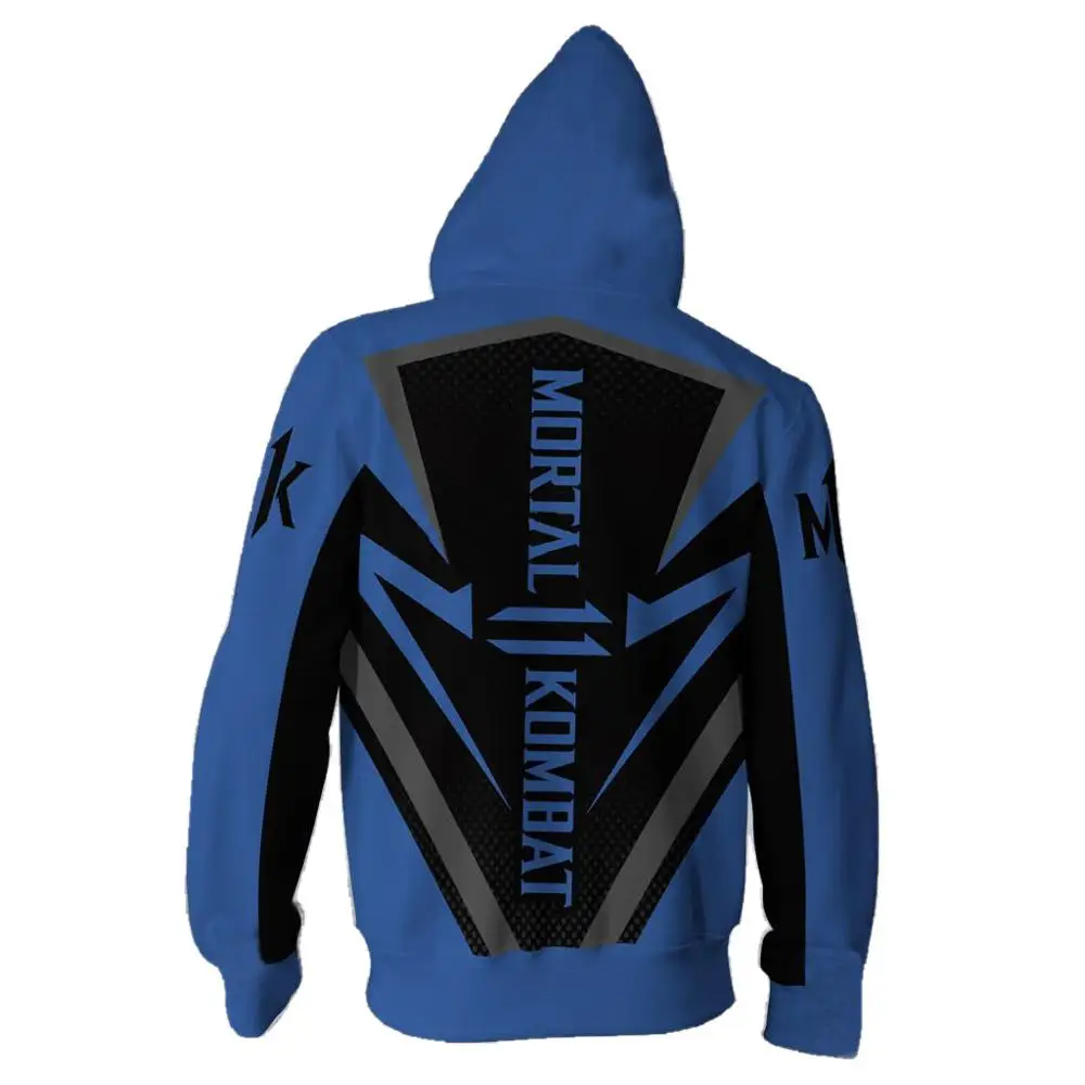 Синий Mmoral Kombat X Sub-Zero Scorpion футболка Косплей Костюм Мужской Женский толстовки с капюшоном на молнии свитера mmoral Kombat толстовки куртки - Цвет: Синий
