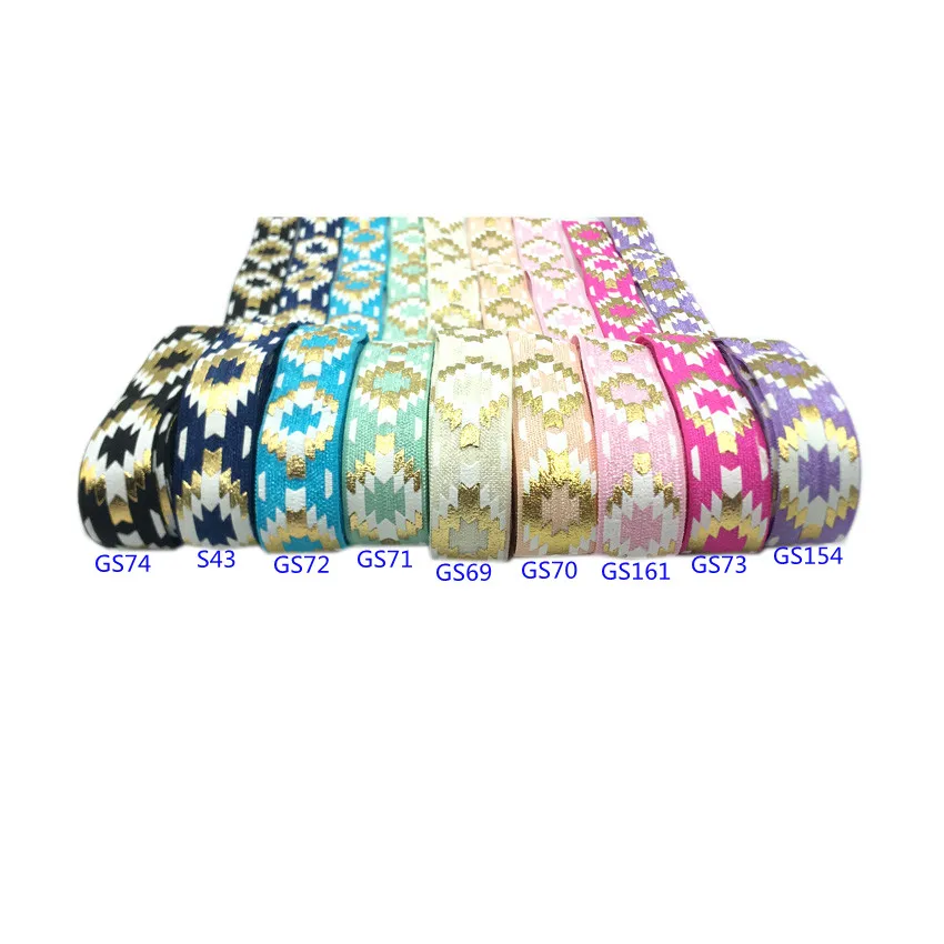 5 ярдов 16 мм повязка на голову из золотой фольги с ацтекским принтом