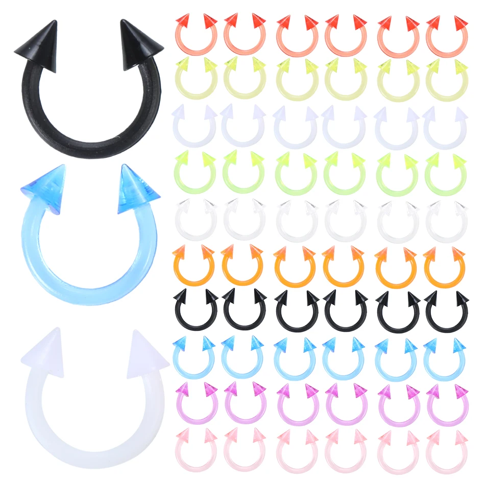 100 шт./лот акриловые конусные подковы круглые перегородки для носа кольца сосков