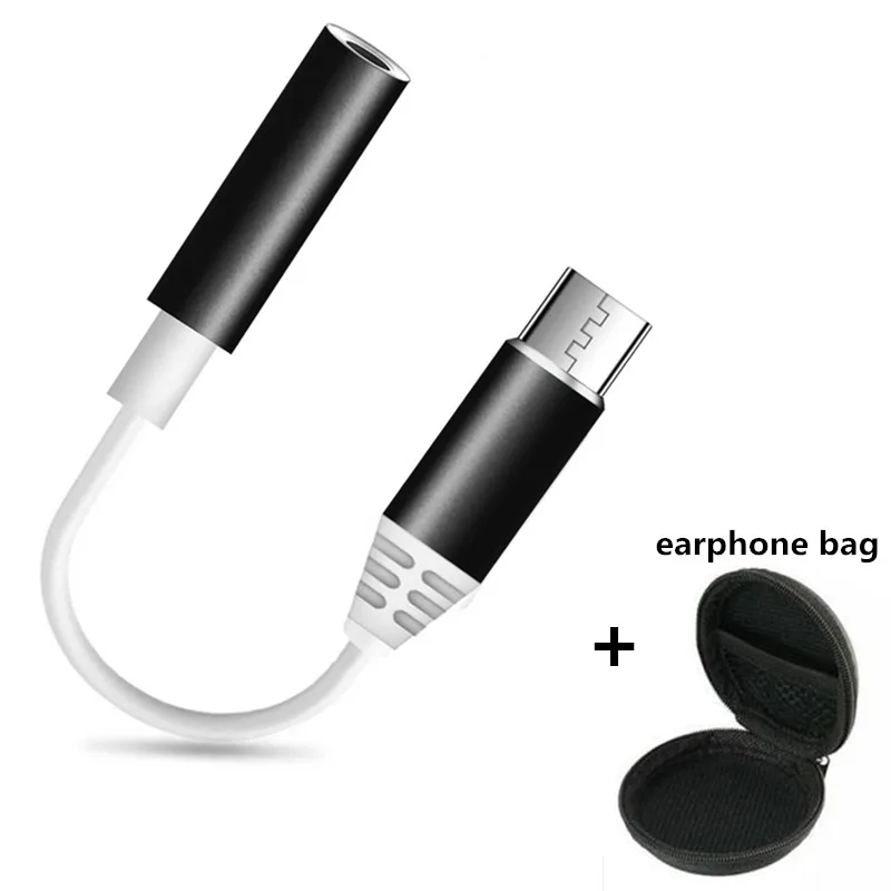 black with bag Тип C до 3,5 мм наушники Aux Jack адаптер USB-C аудио кабель USB C для iPad Pro Xiaomi huawei все тип-c звонки - Цвет: black with bag
