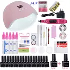 Набор для ногтей 22 бутылки набор гель-лаков для ногтей комплект 54W УФ-светодиодный светильник комплект Электрический Фрезер для ногтей, набор для маникюра,маникюрный набор,машинка для маникюра,полигель для ногтей