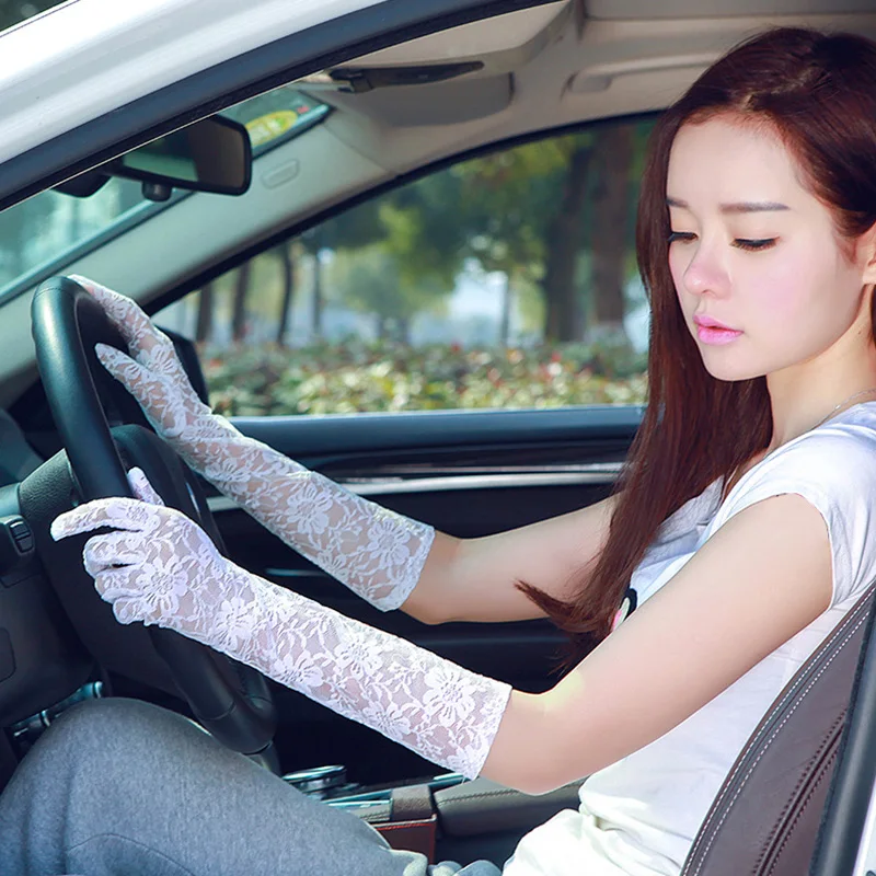 Перчатки женские ультратонкие элегантные длинные пикантные кружевные сетчатые