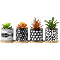 geometric pattern flower pot with hole home decoration furnishings succulent flowerpot with tray desktop bonsai decoration pot