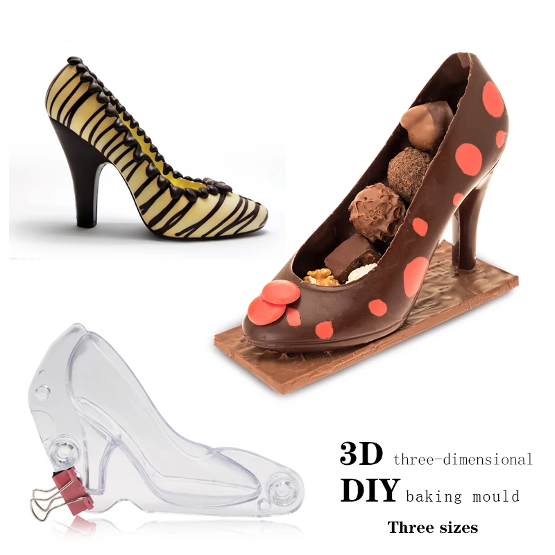 

3D three-dimensional ladies high heel shape chocolate mold DIY fudge sugar paste cake plastic mold baking cake decoration tool