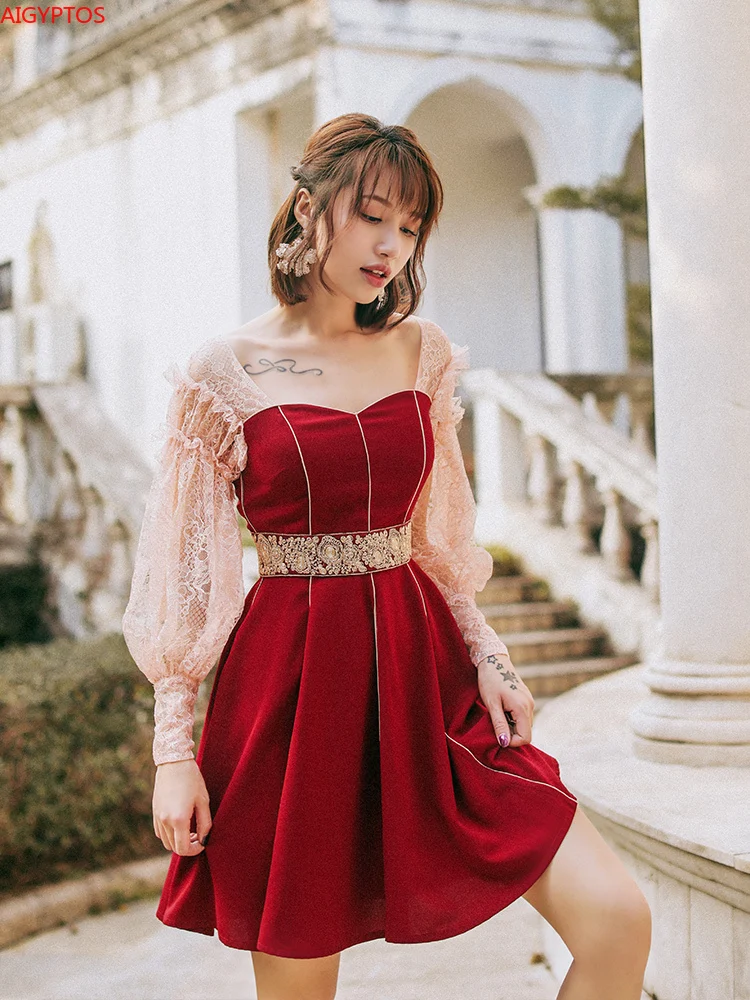 

Осеннее облегающее Элегантное Длинное платье феи для женщин Kawaii sexy y2k вечерние НКА средней длины повседневное корейское вечернее женское п...