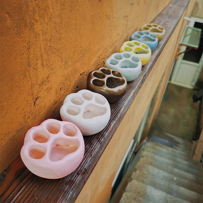 

Lovely Multicolor Cat Paw Cement Flower Pot Mini Succulent Plant Container Desktop Home Ornament Garden Planter Small