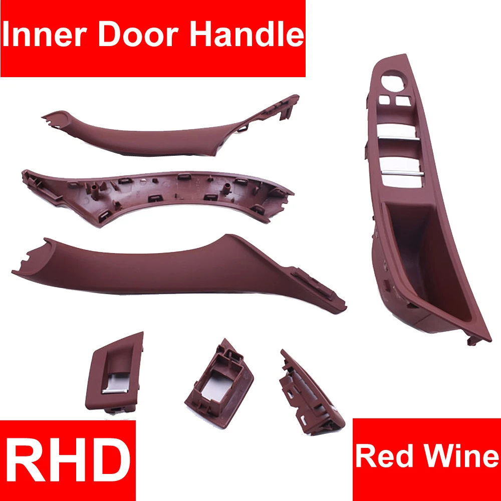 4/7PCS Right Hand Drive RHD For BMW 5-series F10 F11 F18 RED WINE Car Interior Door Handle Inner Panel Pull Trim Cover 7 COLORS