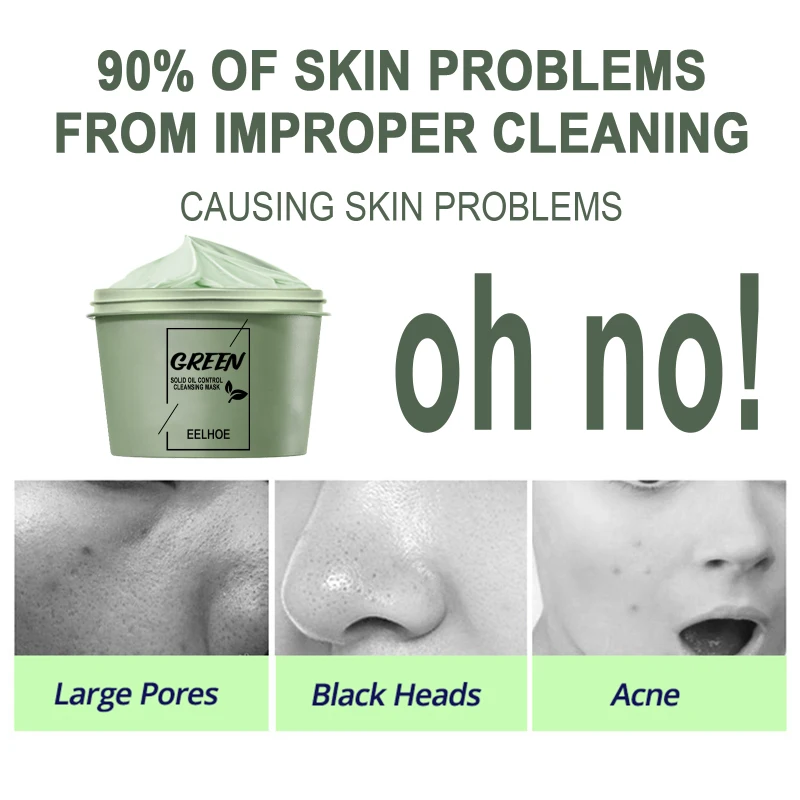 

50g Green Tea Clay Mask Deep Cleansing Mask Mud Shrink Pore Removal Blackhead Moisturizing Masks Facial Skin Care TSLM1