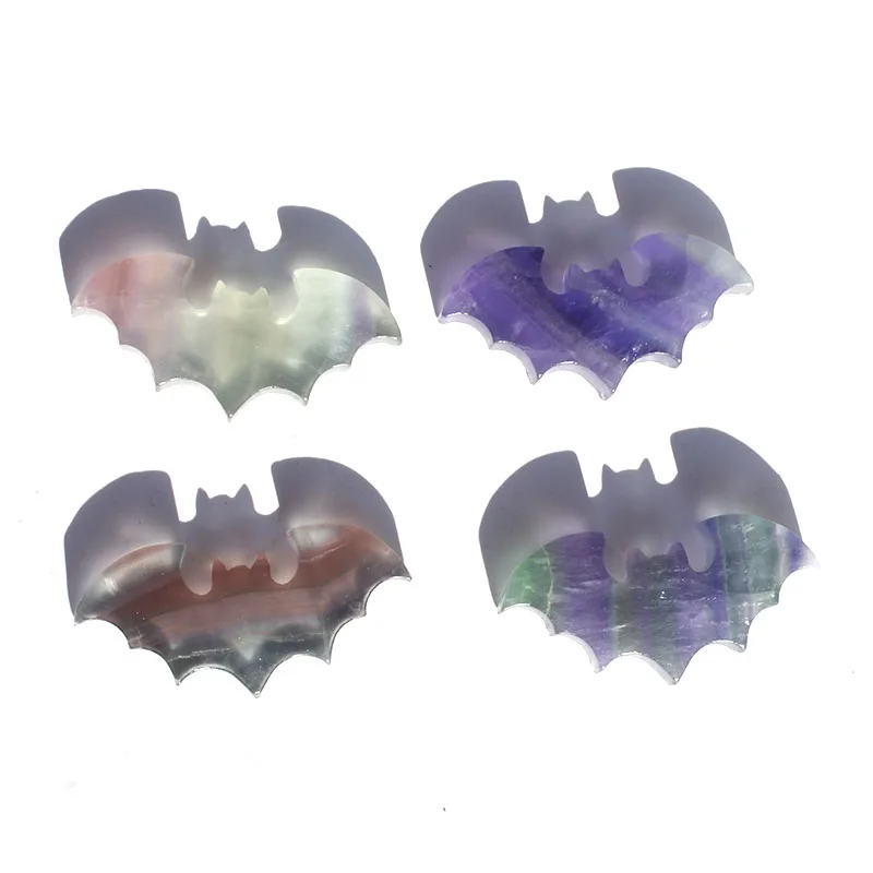 

1 Pcs Hand Carved Natural Rainbow Fluorite Crystal Bat Craft