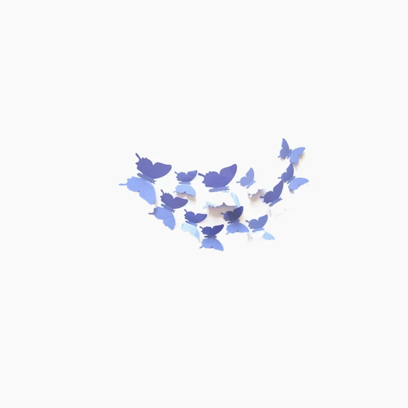 Violet blue 12 шт./партия ПВХ 3D DIY Бабочка наклейки на стену Свадебный домашний декор плакат для кухни Ванная комната клей декоративные настенные наклейки - Цвет: Violet blue