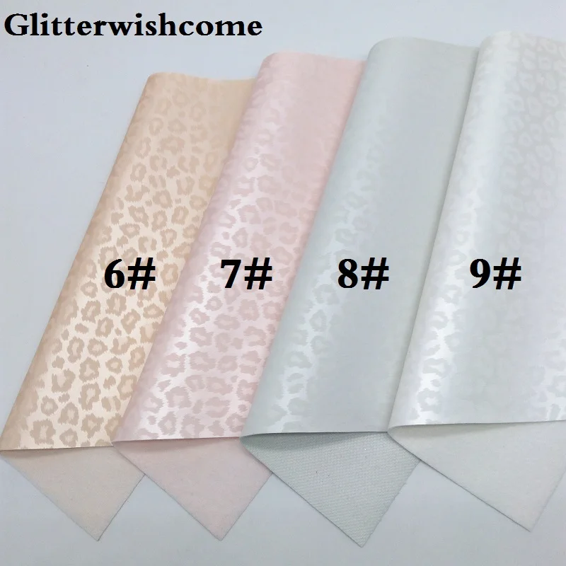 Glitterwishcome 21X29CM A4 Size Vinil Para Lazos Faux Leather Sheets Printed Leopard for Bows GM3060A | Дом и сад
