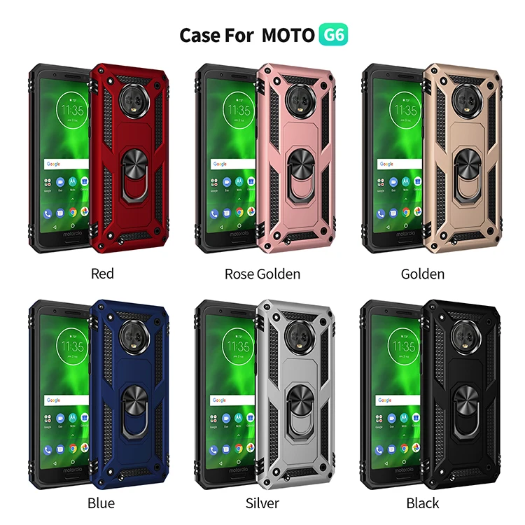 Роскошный бронированный чехол для телефона Motorola G6 с металлическим кольцом и