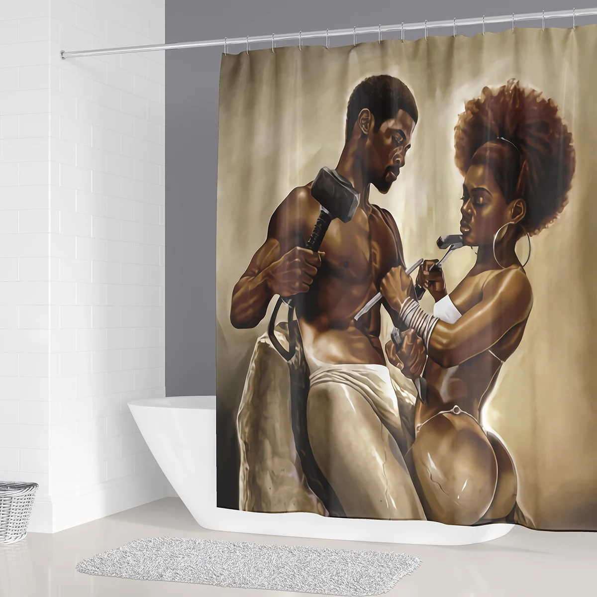 Прочная афроамериканская занавеска для ванной комнаты мужчин и женщин душа в