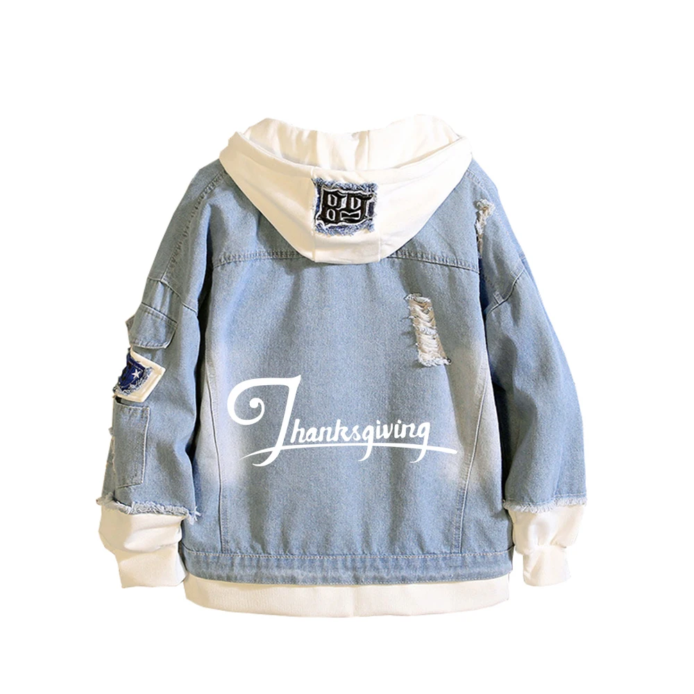 

GSYGSY Unisex Winter Denim Jacket Fashion Hoodie Thanksgiving Gift Sweatshirt for Teens Boys Girls Jean Coat Cosplay Outwear
