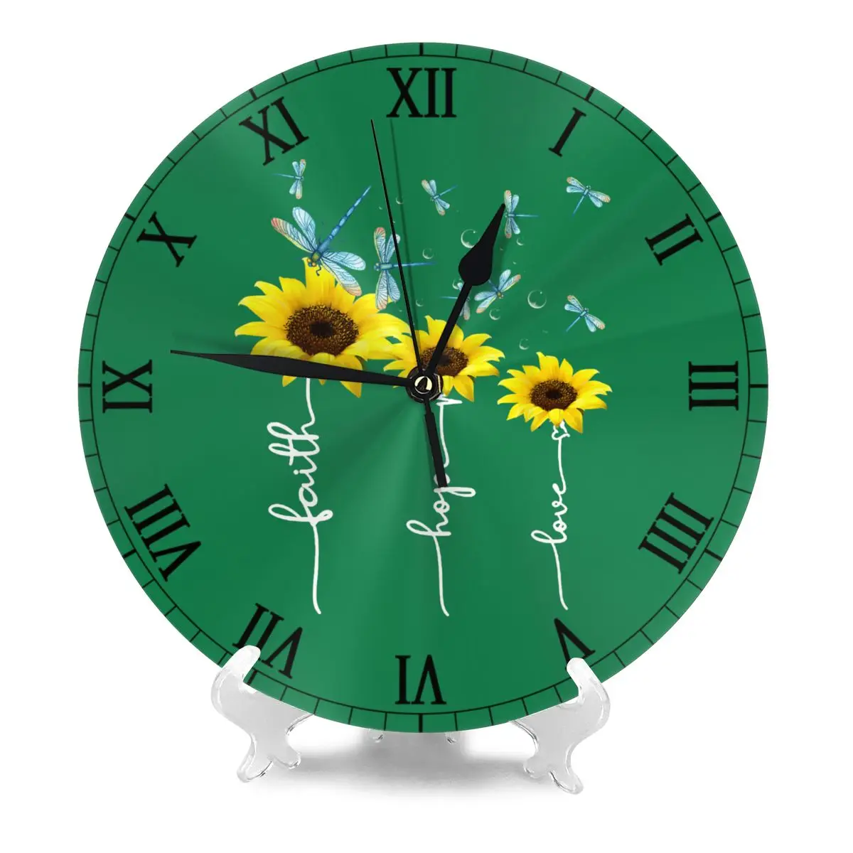 Круглые Настенные часы с надписью Hope Love и стрекозой 10 дюймов бесшумные настенные