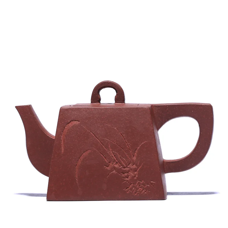 

Small square teapot folk artisan handmade Teapot Tea Set purple clay teapot