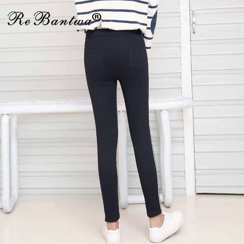 2019 Plus Size L-5XL Winter Leggings Women Gothic Side Striped Legging Thicker Jeggings Stretch High Waist Black Leggins Pants | Женская