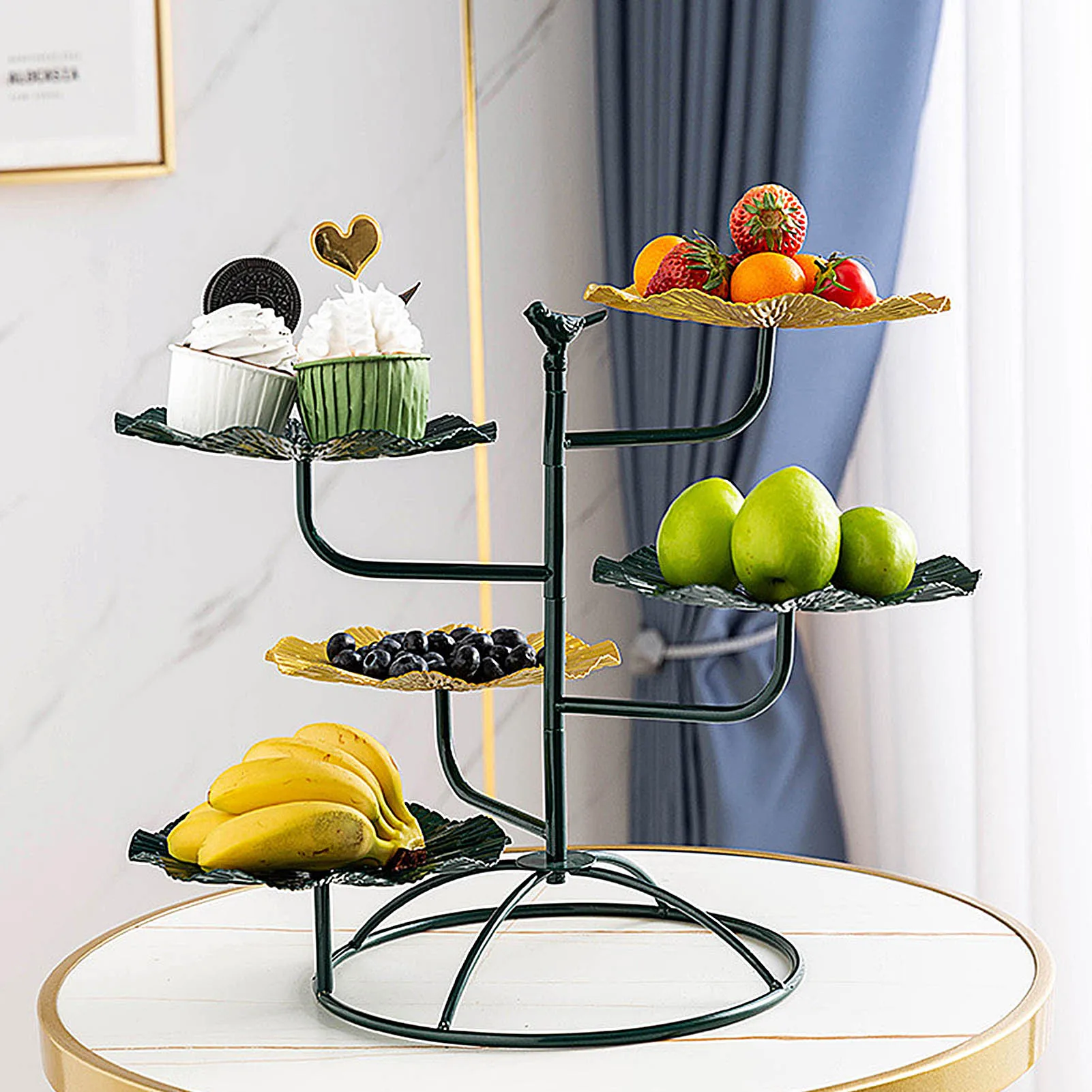 

5 Tier Fruit Basket Holder Decorative Fruit Stand Cake Holder Kitchen Counter Organizer Storage Rack Tabletop Fruit Holder Bowl