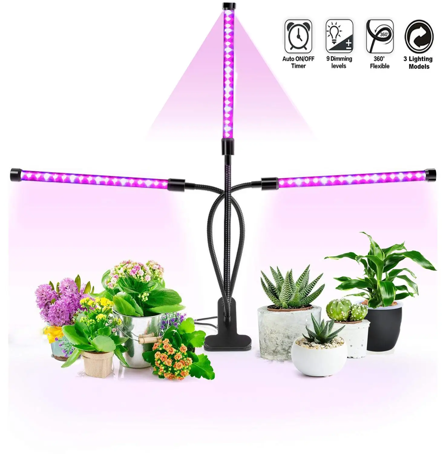 3 головки светодиодный Grow светильник USB Фито лампа полного спектра Fitolampy