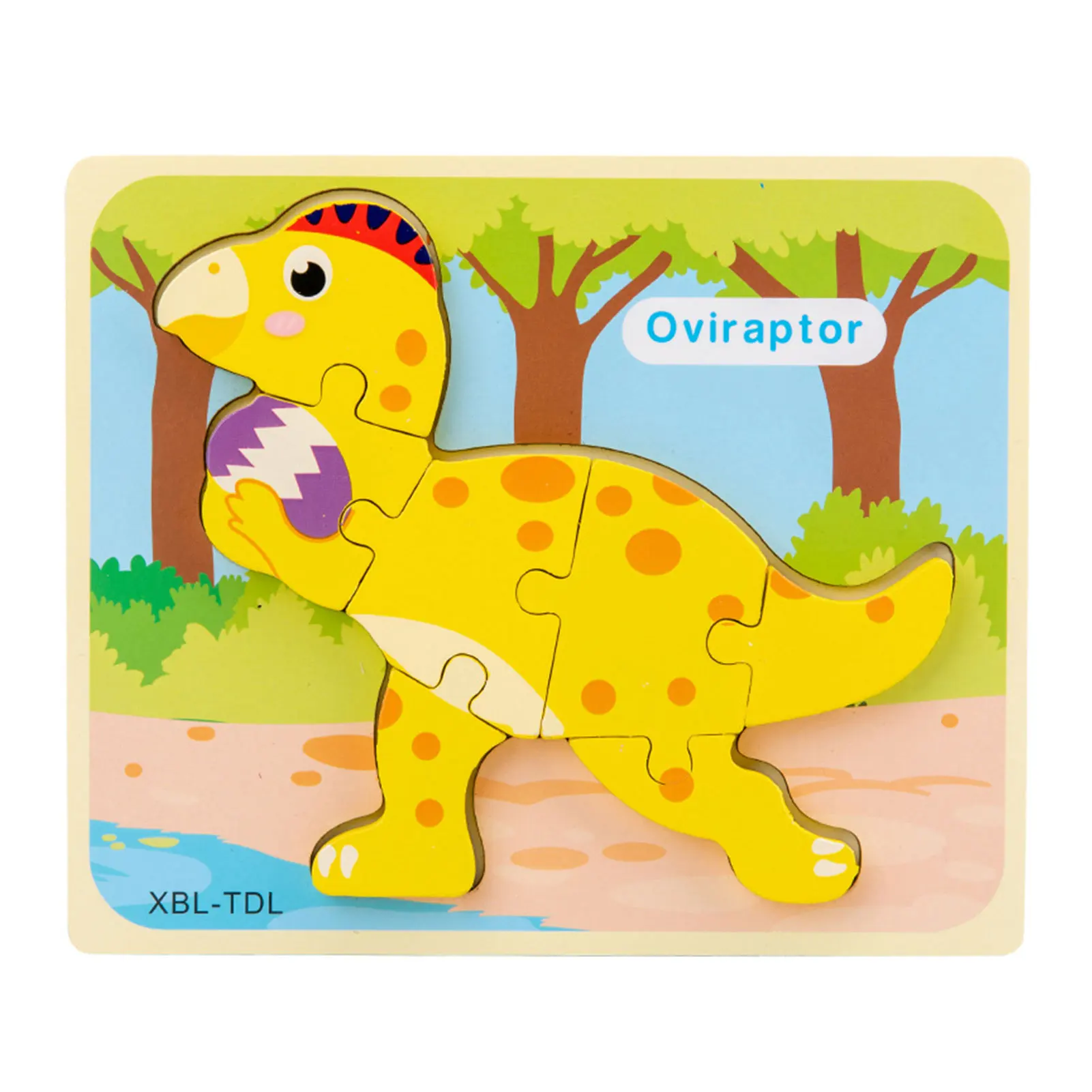 

5pcs/set Wooden Toy Jigsaw Puzzle Wood Cartoon Animal Dinosaur Kid Early Learning Baby Educational Toys For Children Puzzles