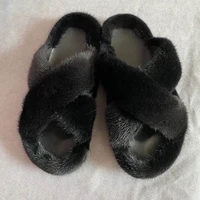 100 Natural Mink Slippers High Quality Fur Slippers Womens Fur Flat Slippers