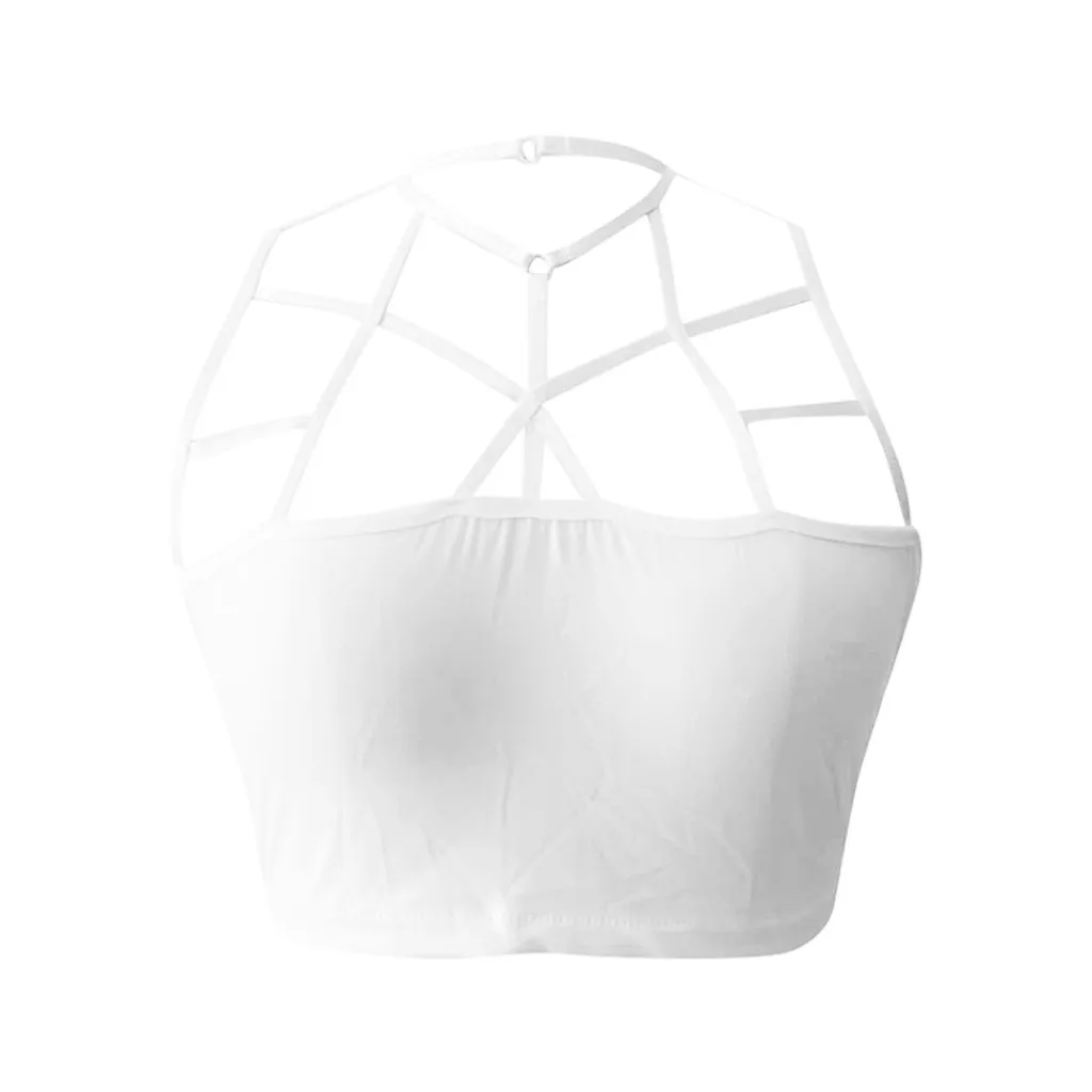 Кроп-топ женский в готическом стиле пикантная рубашка без рукавов ажурный летний