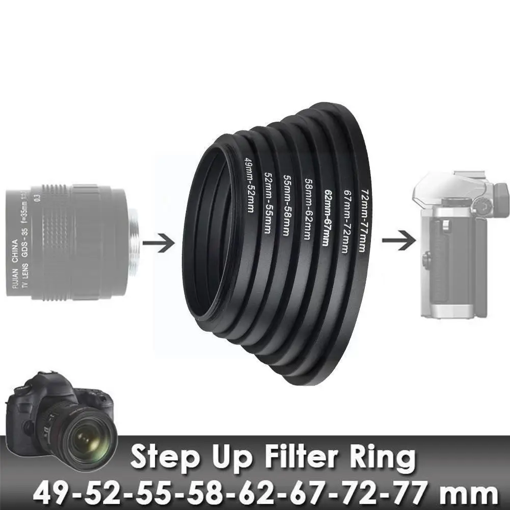 

1 Stks 49-52mm 52-55mm 55-58mm 58-62mm 62- 67mm 67-72mm Voor 72-77mm Step Metalen Ring Up Mount Lens Adapter Came 77-82mm X7z9