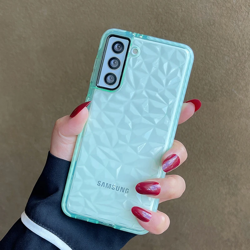 

Diamond Pattern Phone Case For Samsung S21 S20 S10 S9 S8 Plus A51 A71 A31 A50 A21S Note 20 10 Soft TPU Clear Back Cover