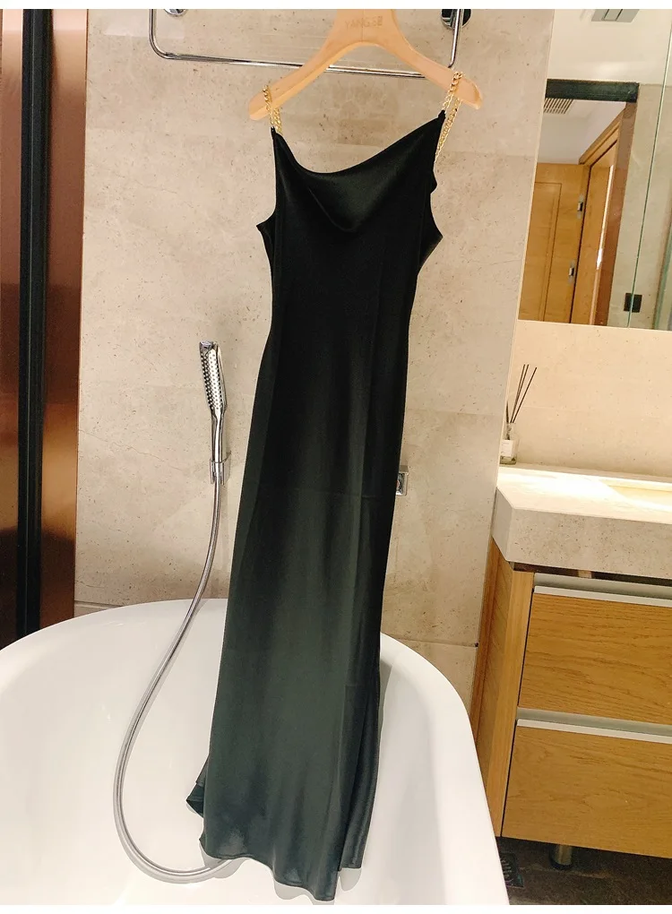 

GTGYFF Woman Dress 2021 Solid Spaghetti Strap Luxury Designer Spring Summer Women Parti Elegant Dresses Solid Black Purple