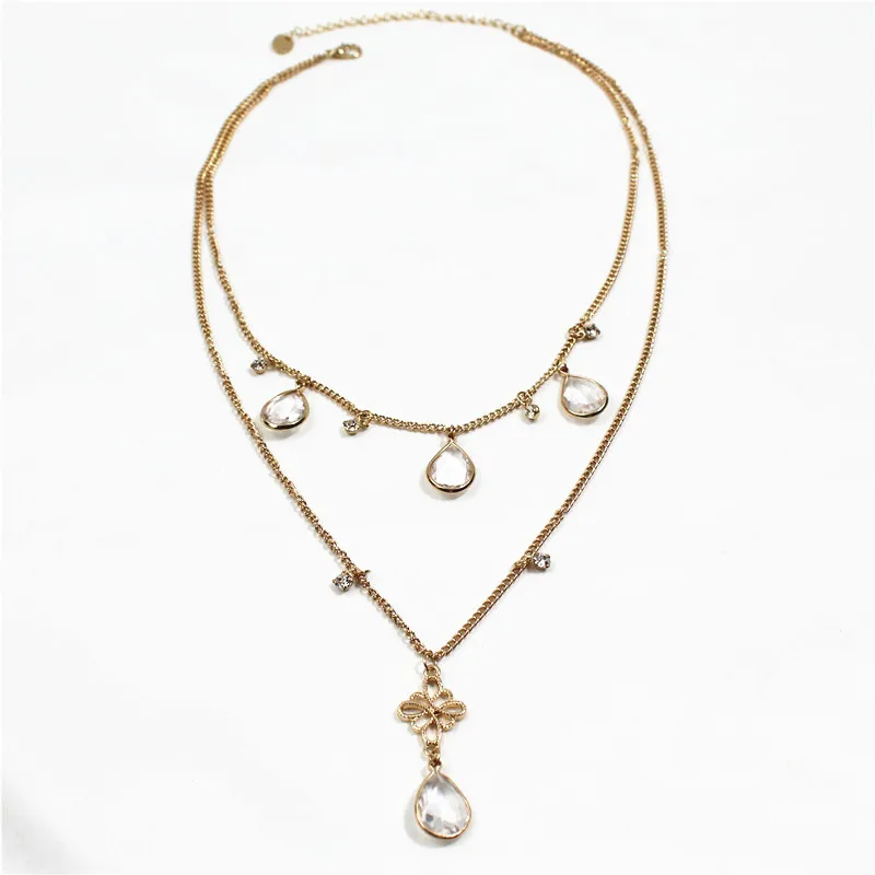 2020 модное небольшое многослойное ожерелье с каплями воды|Ожерелья подвеской| |