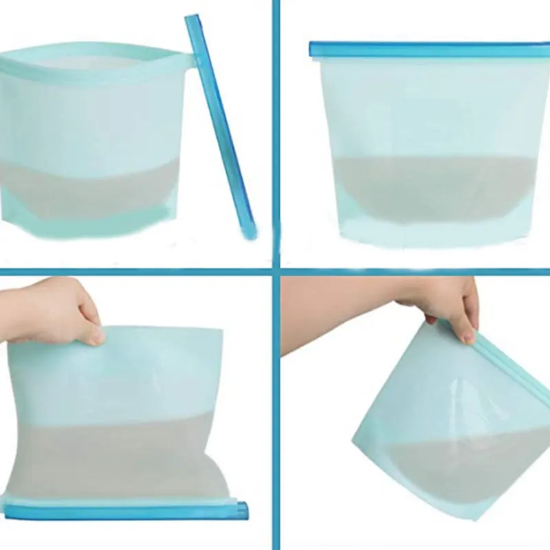 

Reusable Refrigerator Fresh Bags Kitchen Food Sealing Storage Bag Home Food Grade Silicone Fruit Meat Ziplock Kitchen Organizer