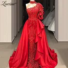 Платья знаменитостей 2020, Длинные вечерние платья с юбкой-годе на одно плечо, кружевное вечернее платье с бисером для свадьбы