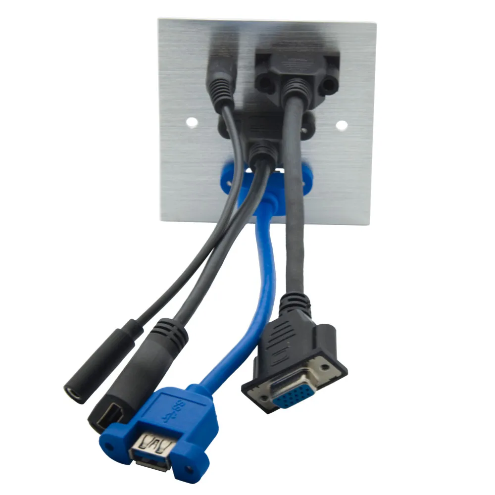 1 комплект алюминиевый 86 стиль VGA 3 5 мм стерео аудио HDMI USB 0 гнездо к женскому