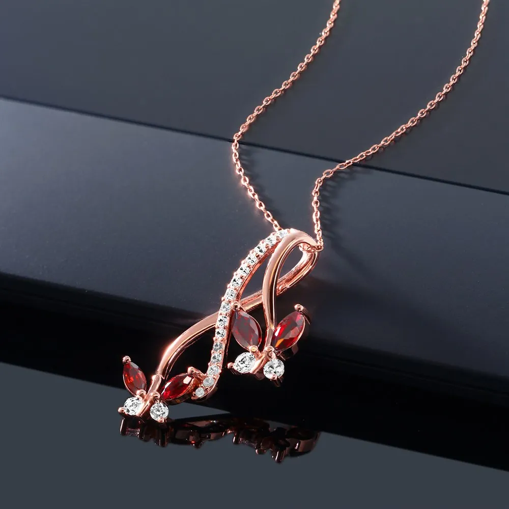 GemStoneKing 1.21 Ct Marquise Red Garnet Butterfly Infinity 925 Sterling Silver Pendant For Women | Украшения и аксессуары