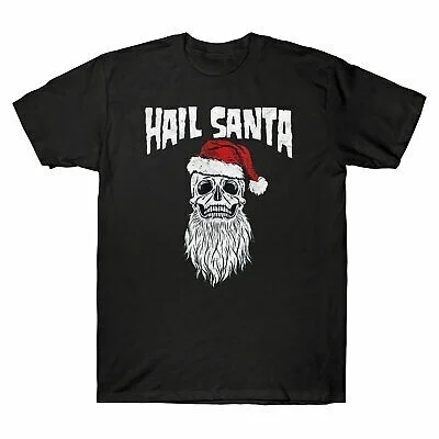 

Hail Santa Vintage Skull & Santa Hat Funny Men's T-Shirt Christmas Gift Tee Xmas Tee