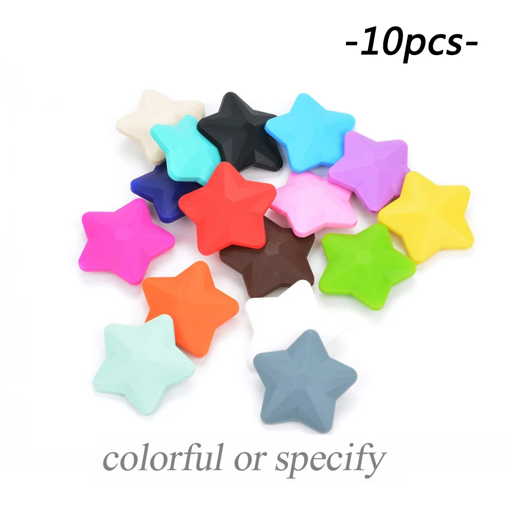 Multicolor LOFCA 10 шт. силиконовые бусины Мягкие Детские Прорезыватели для зубов Diy ювелирные изделия браслет колье и кулон детский Прорезыватель силиконовая звезда - Цвет: Multicolor