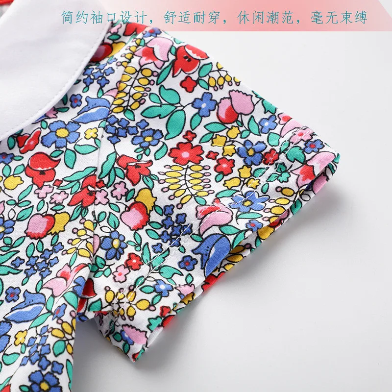 Детское Хлопковое платье с коротким рукавом и цветочным принтом | Детская одежда