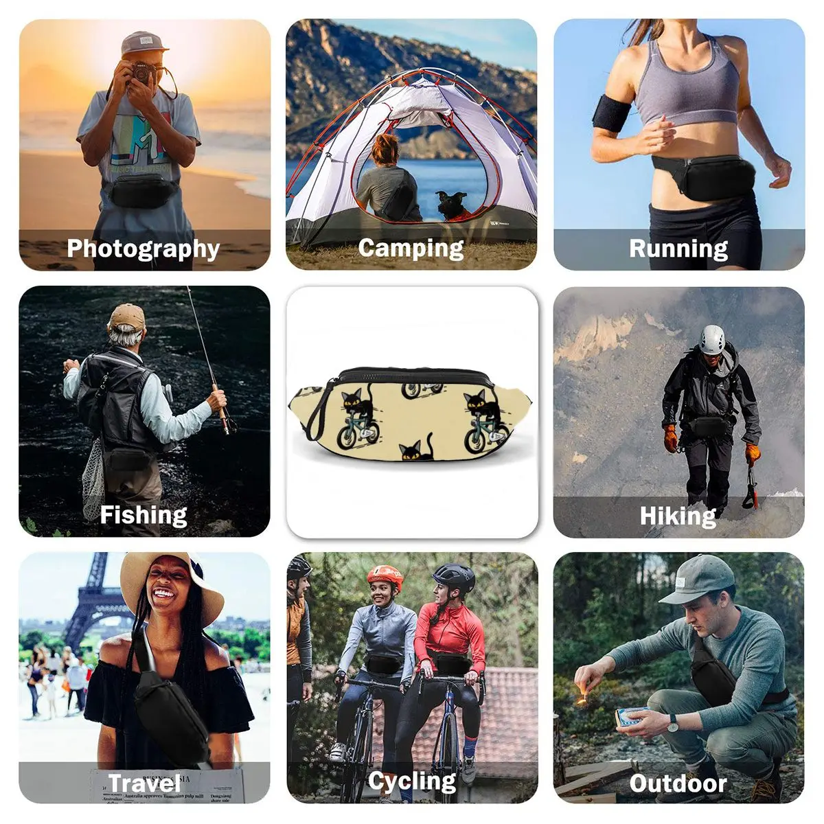 

Bike Waist Bag Picture Polyester Waist Pack Climbing Male Bag