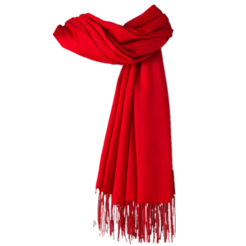

Thin Cashmere Scarf for Men and Women In Autumn and Winter, Pure Color Fringed European and American Shawl Long Scarf