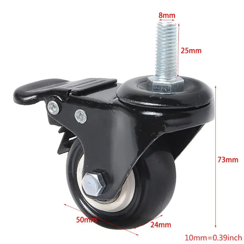 

4 Pack PU Rubber Swivel Casters with 360 Degree Each Wheel Capacity