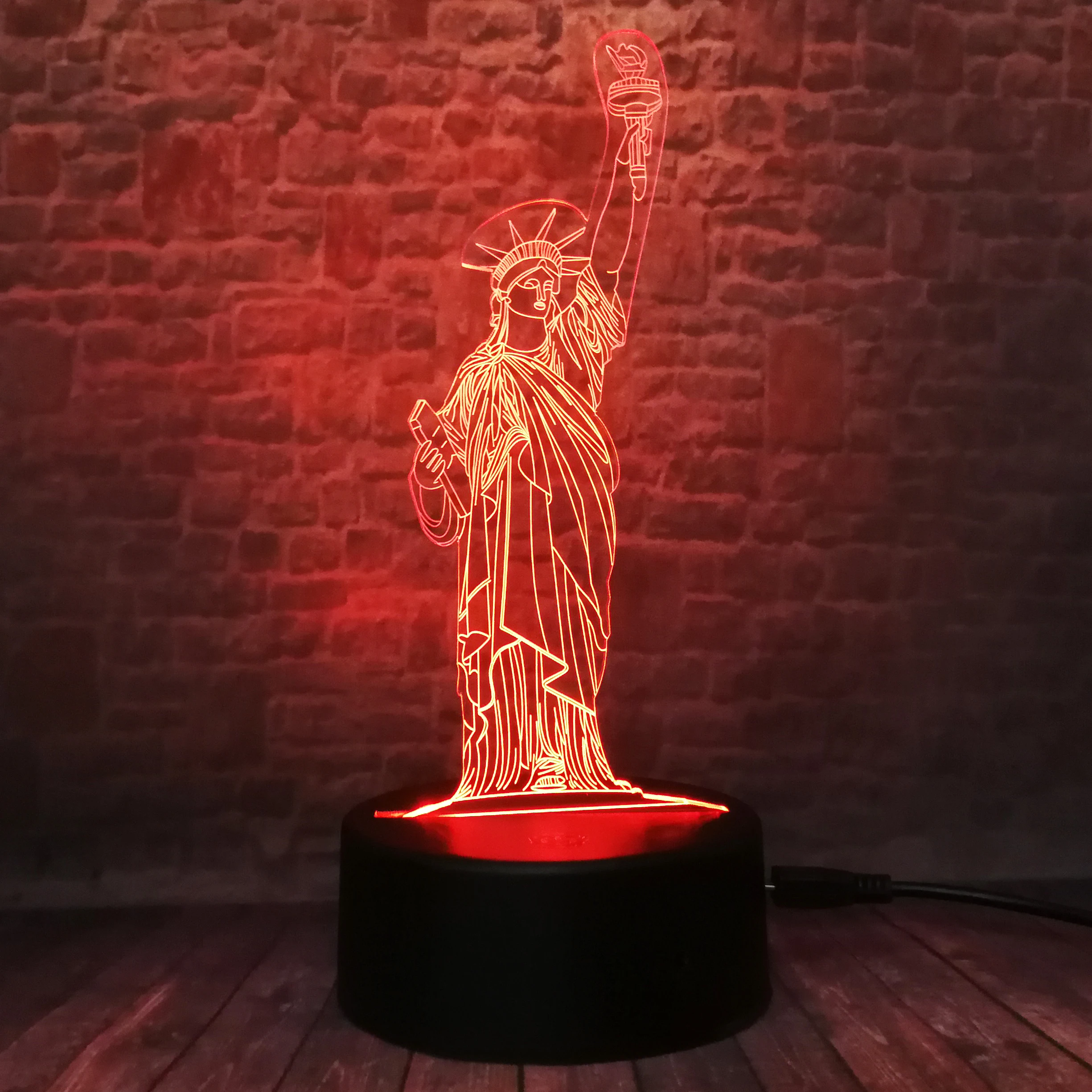 3D Американский символ Статуя Свободы богиня победи иллюзия 7 цветов ночник