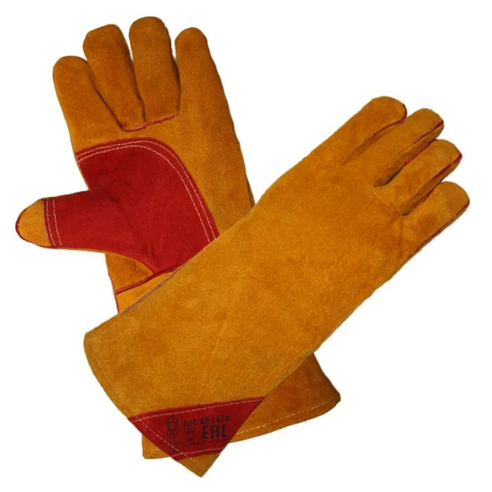 Краги Сибирь спилковые пятипалые усиленные нить Kevlar длина 35 см|Защитные