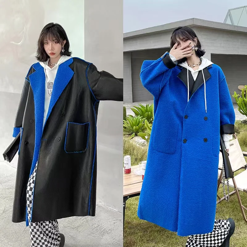 

Women's winter 2021 thickened, loose suit collar medium length parka