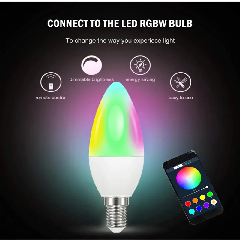 Светодиодсветильник настольная лампа в форме свечи с Bluetooth для гостиной Е14