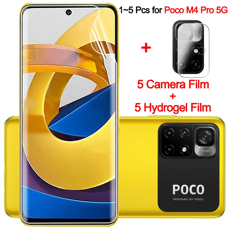 

1-5 pcs, hydrogel film for poco m4 pro 5g screen protectors poko f3 m3 x3 nfc xiaomi pocophone m 3 pro soft glass poco x 3 pro camera protection poko m4 pro protective film poco m 4 pro screen protector