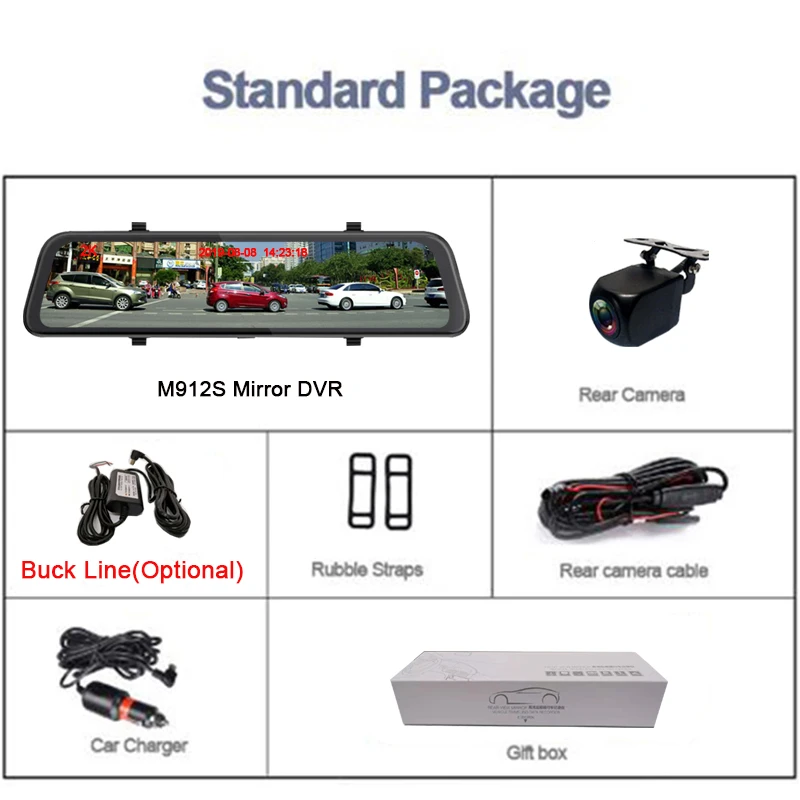 

Jiluxing 12" 2K Dash camera Super night vision Car DVR Rearview Mirror two cameras Auto Video Recorder 1080P rear camera parking