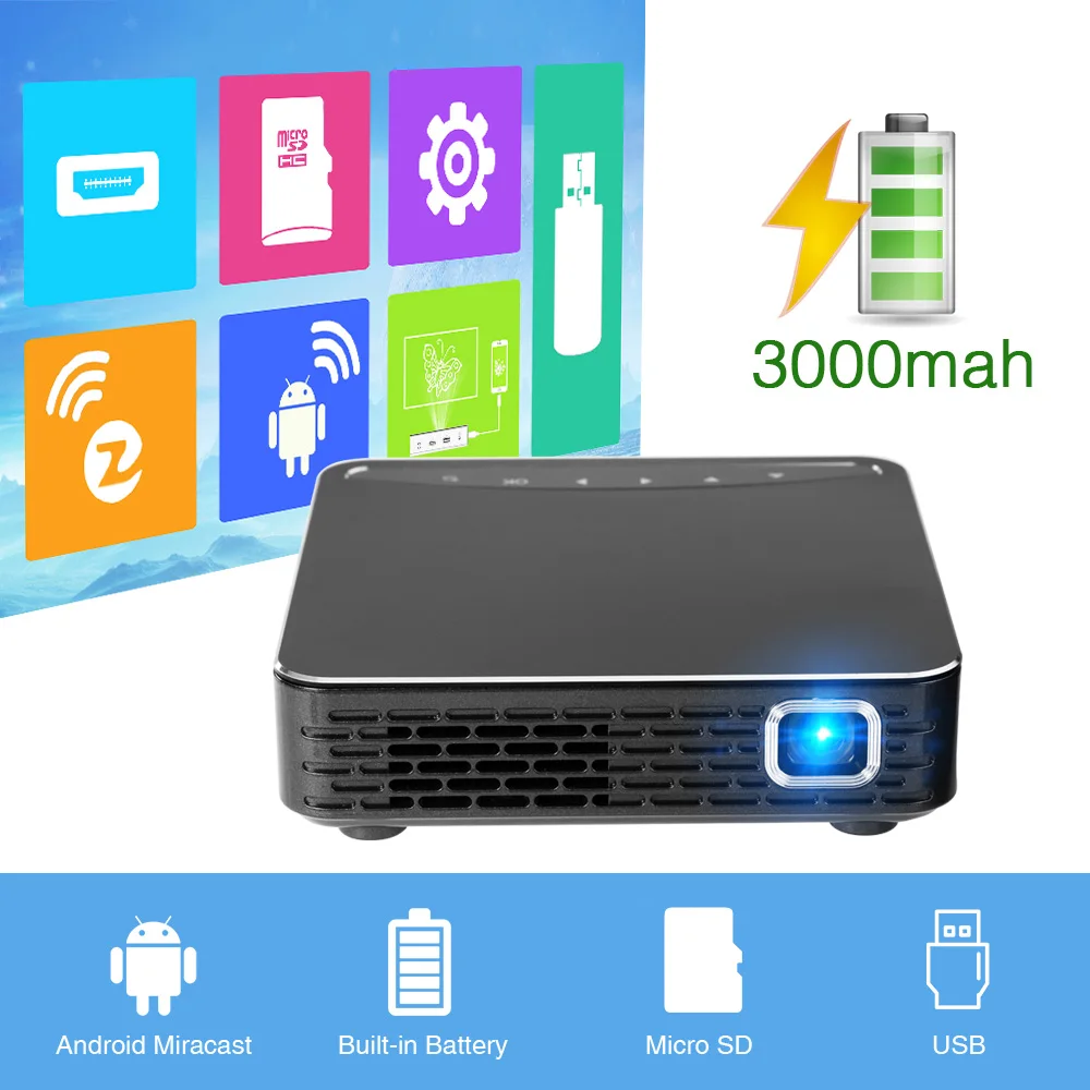 Мини проектор Poner Saund 100 Вт DLP 3D HD портативный Micro Wireless мультиэкранный для
